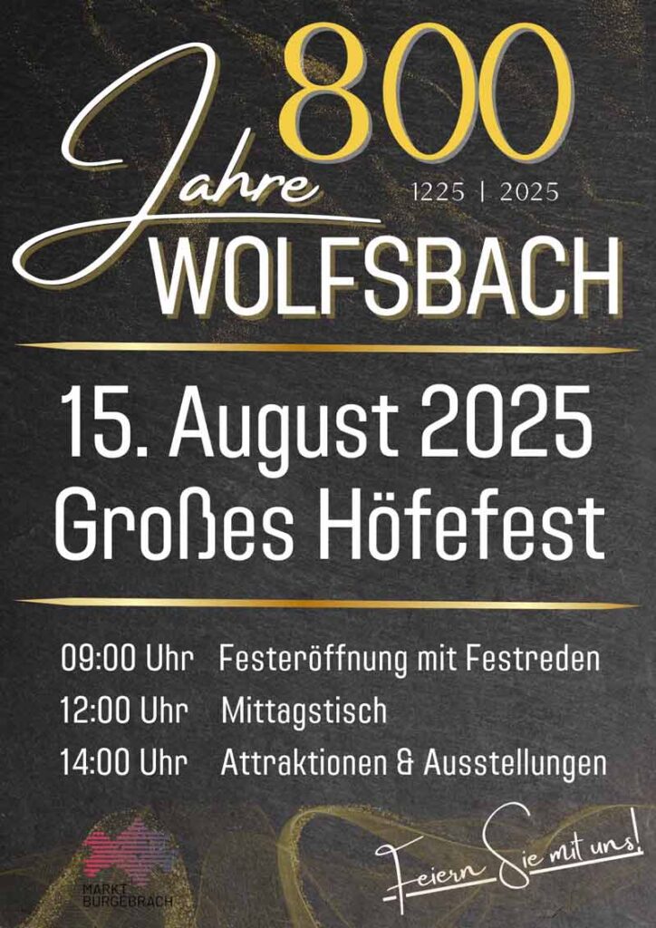 Einladungsflyer zur 800-Jahr-Feier in Wolfsbach (Gemeinde Burg Ebrach)